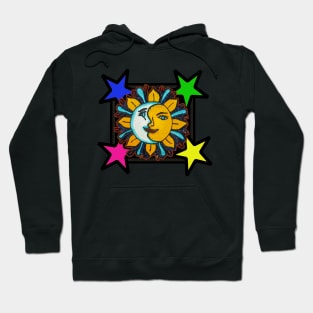 Sun and Moon together with stars Hoodie